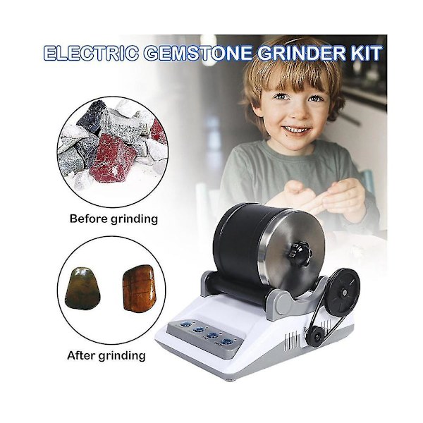 220v Steinpussekit DIY Elektrisk Steinpusser Leke Med Ubehandlede Edelstener Poleringskorn For Voksne