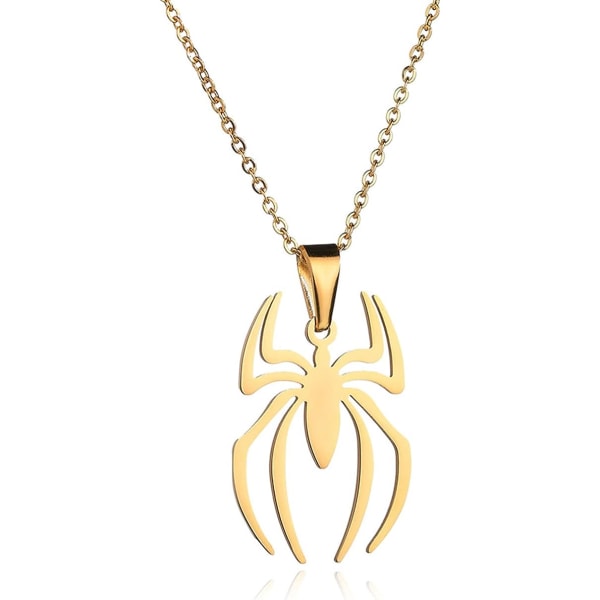 Spider anheng halskjede, rustfritt stål edderkopp kjede halskjede anheng smykker gold