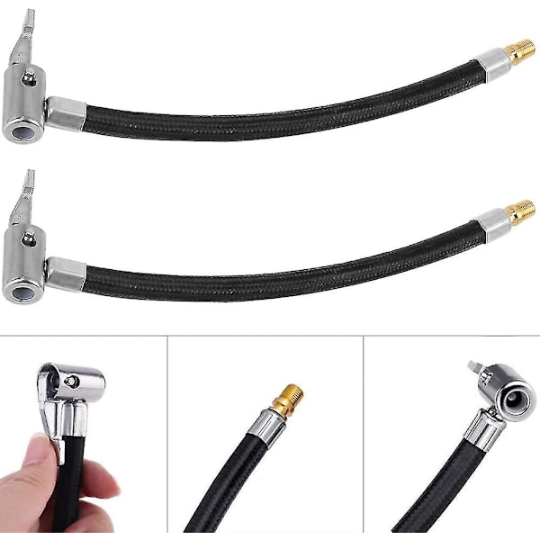 35cm Inflator Slange Adapter, 2-delt Flettet Inflator Slange Med Dyseadapter Til Opblæsning af Cykel-, Motorcykel- og Bil Dæk.