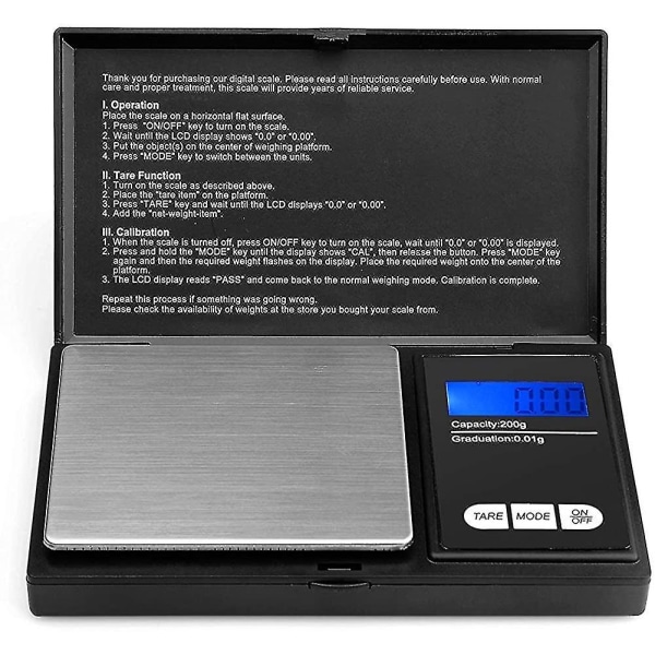 Pocket Scale - Bærbar digital vægt med baggrundsbelyst LCD-skærm, digital lomme