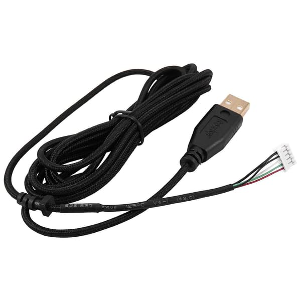 Usb-kabel til mus, ledning til Deathadder Hex Molten 2012, ca. 2,1 m, 5 ledninger, 5 ben, sort, forgyldt