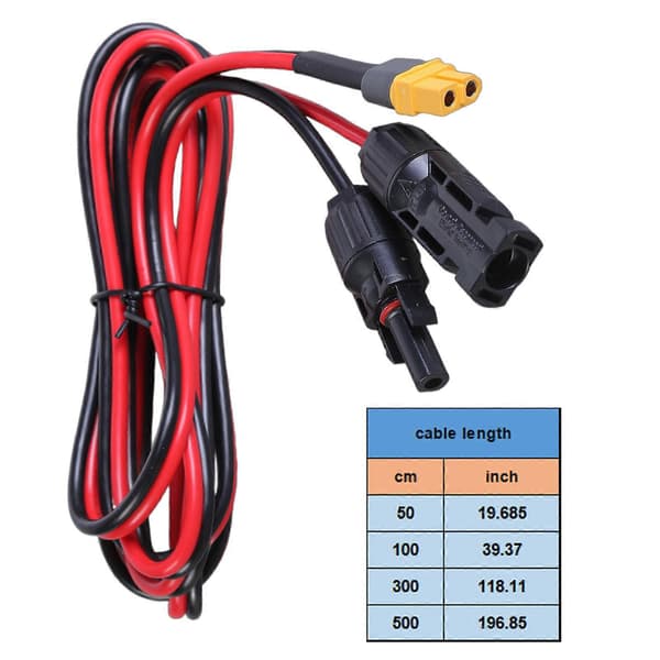 XT60 hunstik solpanel opladningskabel 12AWG til bilfoldbart solpanel og solgeneratorer 50cm