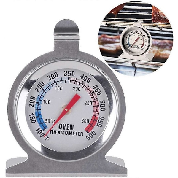 Kjøkkenovnstermometer, pakke med 2 rustfrie stål dial ovnstermometer bærbar matlaging baking temperatur 50-300 målingsområde