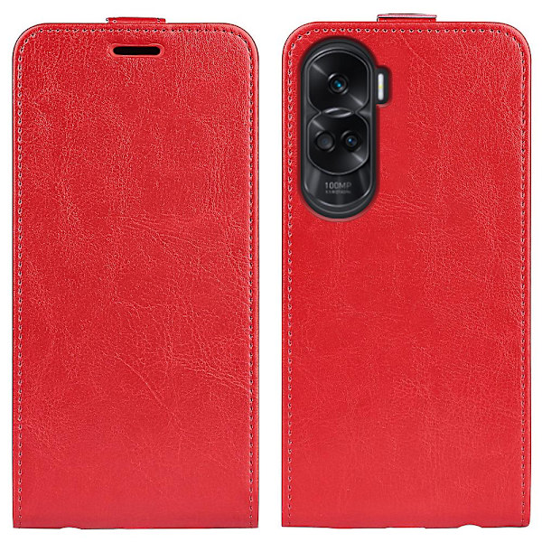 Vertikal flip PU läderfodral för Honor 90 Lite 5g / X50i 5g, vertikalt flip skyddande fodral med kortplats Red