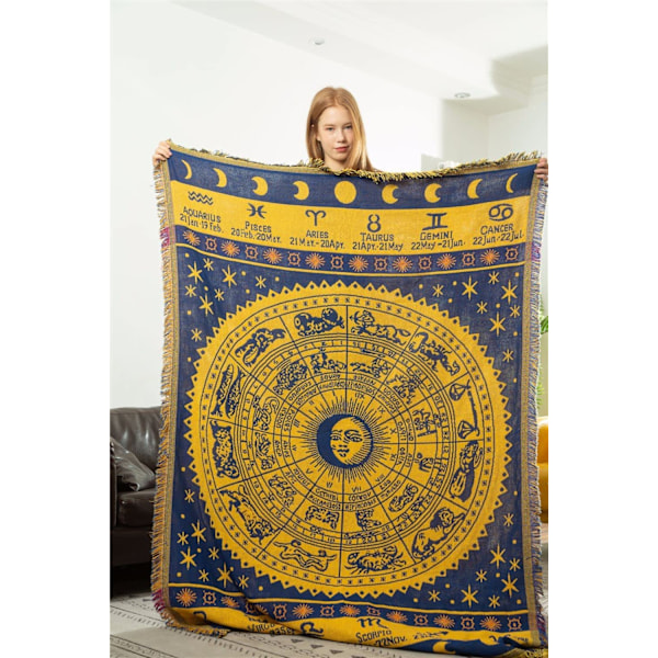 Boho Vævet Tæppe Reversible Bomuld Boheme Gobelin