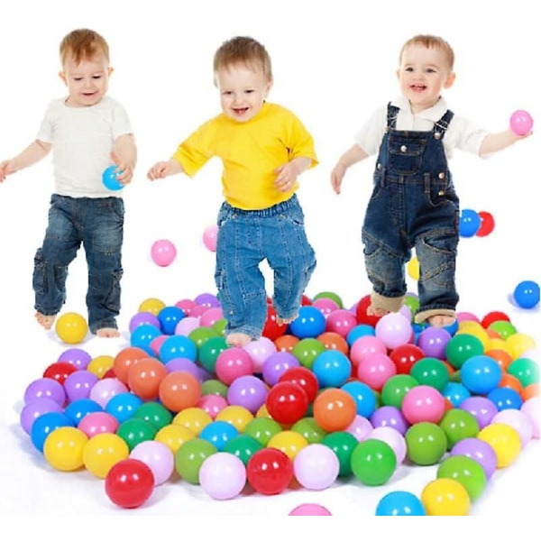 100 STK Plastic Ball Pit Baller Fargerike kjæledyr lekeballer Havballer for lekeplassspill Bassengpakke i pose, 5,5 cm