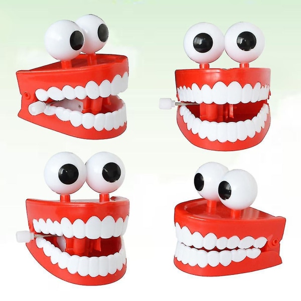 4 kpl 7,5 x 6,6 cm Punainen muovi Kääntyvät kävelevät Pullisevat hampaat Lelut silmillä Lahjat Ihania lasten leluja Varhaiskasvatusvälineet