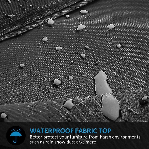 Parasolltrekk, vanntett, vindtett, kraftig riftsikkert Oxford-stoff ekstra stort utkraget paraplytrekk med glidelås (265 X 40/70 / 50 Cm) - Svart