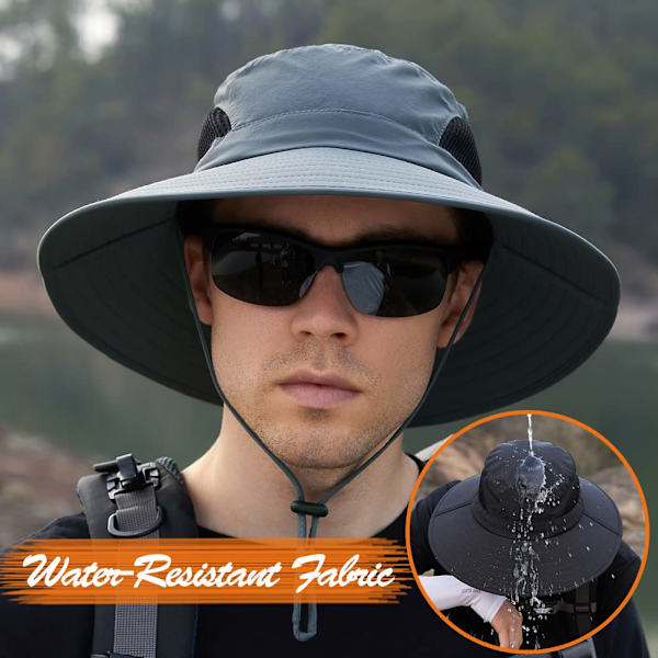 Solhatt för män och kvinnor, UPF50+ fiskehatt, solskyddshinkhattar bred brätte safarihatt Boonie hatt för vandring strand