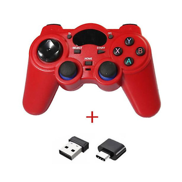 Gamepad USB 2.4G Trådløs Spilcontroller til PC/Bærbar Computer (Windows XP/7/8/10)/ Android / PS4 & Steam Joystick Gamepad, rød