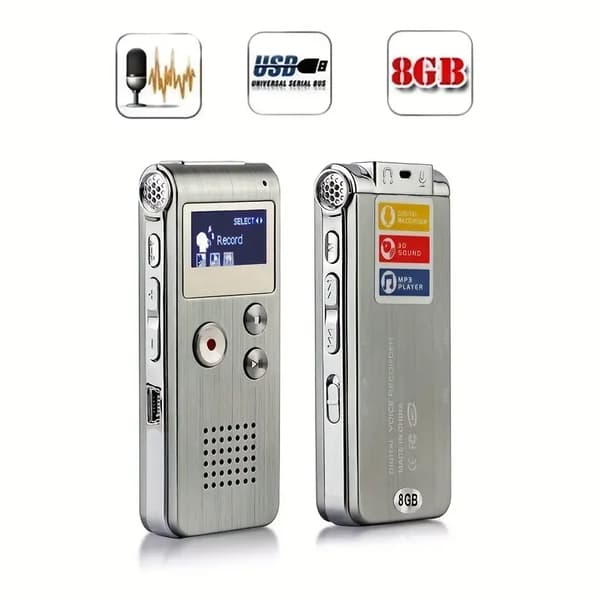 Multifunksjonell Oppladbar 8GB 650 Timer Digital Lydopptaker MP3-spiller
