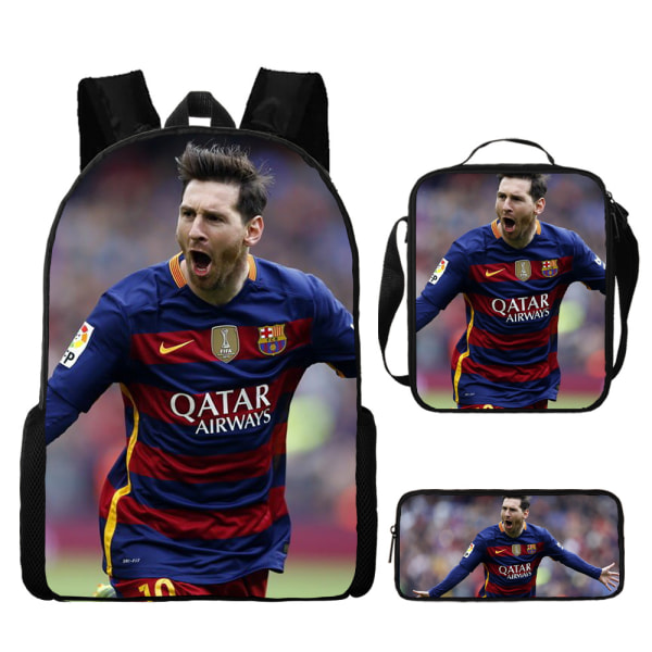 3stk/sett fotballstjerne Lionel Messi ryggsekk student skolesekk M backpack