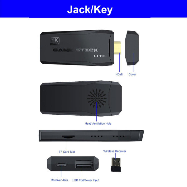 20 000+ 4k Hdmi TV -pelikonsoli Retro-pelikonsoli 2 langattomalla ohjaimella 4k pelikonsoli, 100% uusi 128g 64G