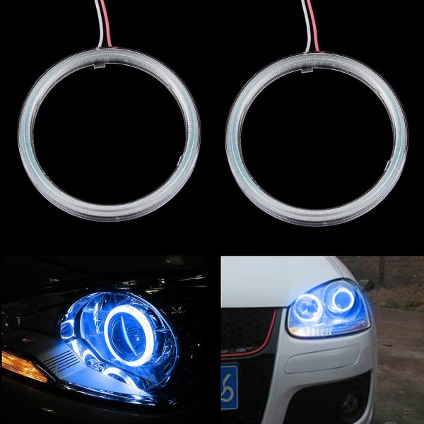 2 Pcs 90mm Cob Angel Eyes Halo Car Led Light Ring Headlight Drl Dc 12v