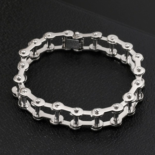Link Chain Glat Mænd Armbånd Rustfrit Stål Motorcykel Cykel Stil Armbånd Smykker Tilbehør White