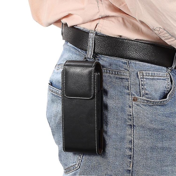 Läderbältesklämma Telefonhölster Midja Bärande hängande case Kompatibel Samsung Galaxy Z Fold 4/z Fold 3 Black