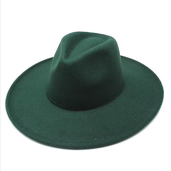 Lämmin talvi Klassinen leveälierinen Fedora-hattu Musta Valkoinen Villahatut Miesten Naisten Murskattava talvihattu Blackish Green