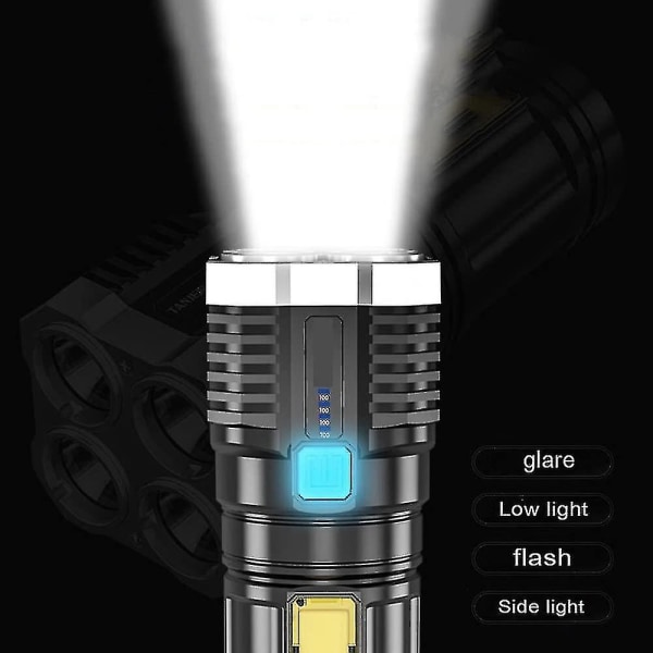 Superkirkas 10000000lm taskulamppu LED-taskulamppu USB -ladattava taktinen valo