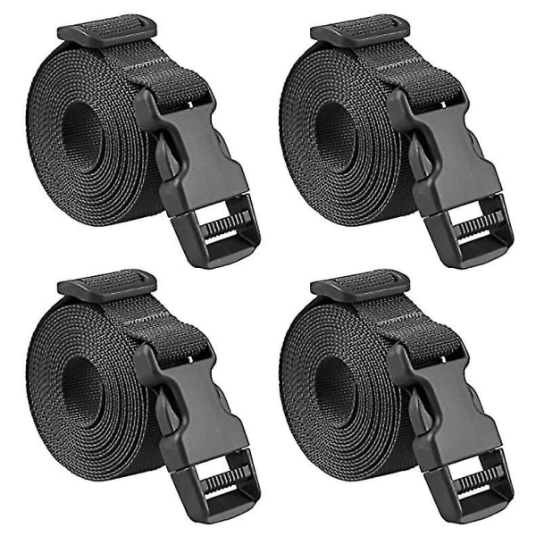 25mm Quick Buckle Strap Lashing Strap 4 Pieces Plastic Ratchet Strap Tightening Strap For Luggage Securing (188cm Black - 25mm) Shibaod