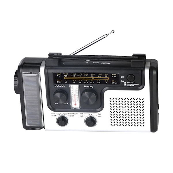 Am/fm/sw Radio, Solar Håndsving Portable Overlevelsesradio, Genopladelig Batteri Powerbank Usb Mobiltelefonoplader, Camping Lommelygte Lanterne