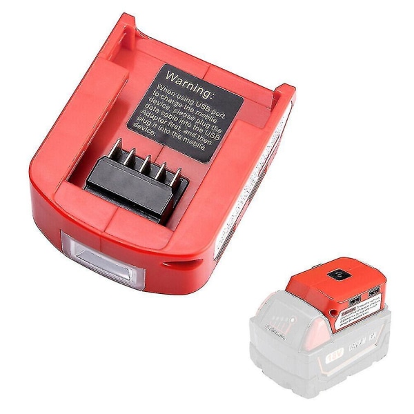 USB laddare batteriadapter - 18v power med led för Milwaukee 49-24-2371 M18