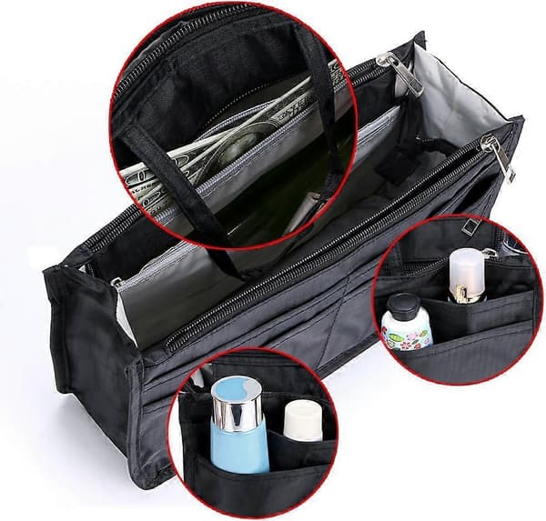 Trykt Indsats Håndtaske Organizer (Sort)