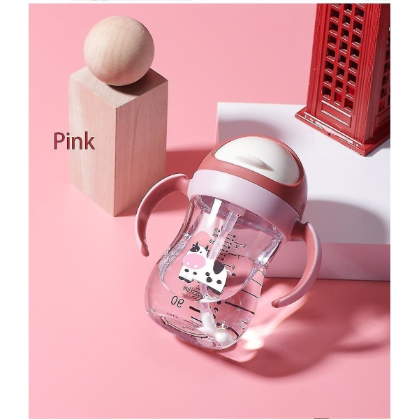 Baby vandflaske Sippy Cup Blød tud Cup V Type Halm Anti Choked Design For Baby (pink)