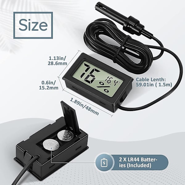 3 st Digital Termometer Hygrometer Mini Sonda Termometer Temperatur Hygrometer Reptil Inkubator Fjäderfä Kontor Vardagsrum