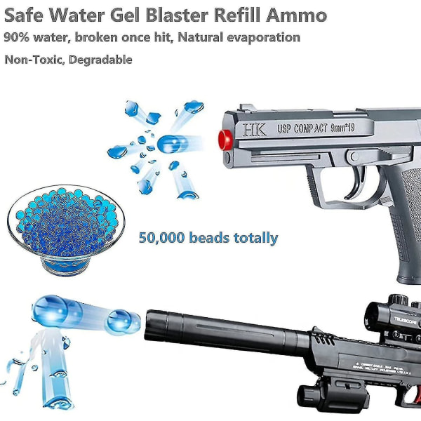 Gel Ball Blaster -täyttöammukset, vesiluotihelmet, yhteensopivat Gel Blasters -ammusten kanssa