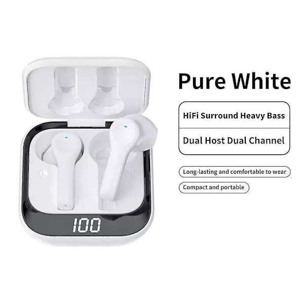 Chronus Mini langattomat kuulokkeet F09 kosketus In-ear Stereo Stereo -kuulokkeet mikrofonilla latauslaatikko musta kaapeli, Bluetooth-kuulokkeet (valkoinen)