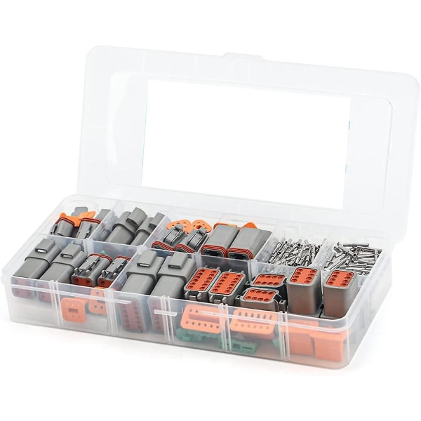188 stk Deutsch Dt Grey Connector Kit med 16 solide kontakter i 2,3,4,6,8 og 12 ben konfigurationer