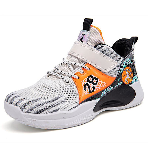 Pojkar Basketbollskor Mjuka halkfria Sneakers Barn Löparskor 2808 Beige 32