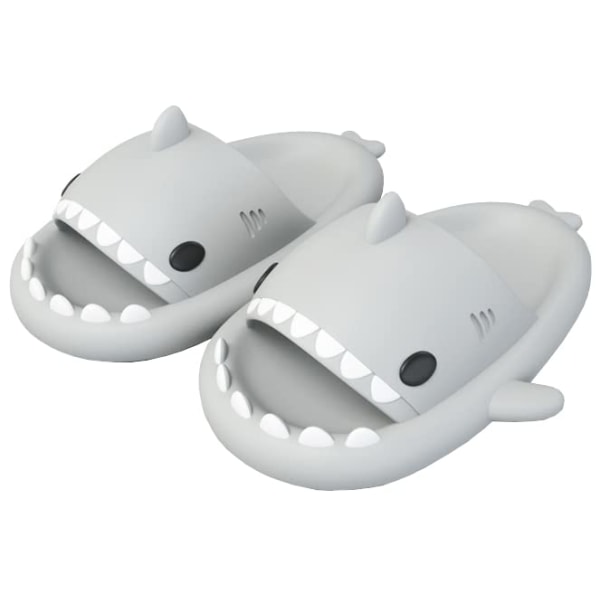 Unisex Shark Slides Sklisikker nyhet Sandaler med åpen tå Fasjonable søte strandtøfler innendørs og utendørs（7,5-8）