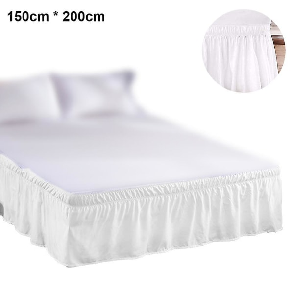 Bed Skirt Whitewrap-around Dust Ruffles, 150*200cm Drop Easy-install Bedskirt Wrinkle/fade Resistance, Machine Washable