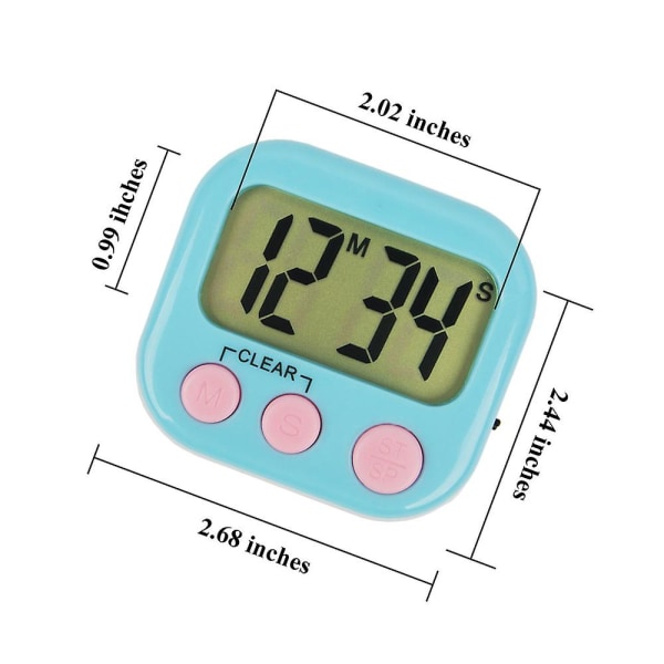 6 pakke digital timer for lærer Små timere for barn Magnetisk bakside Stor LCD-skjerm Høy alarm Minutt Sekunder Opptelling Nedtelling Med På/av-bryter Fo