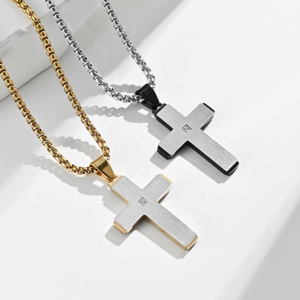 Kors halskjede rustfritt stål religiøse kors anheng smykker for menn kjede  gull svart tilgjengelig f80a | Fyndiq