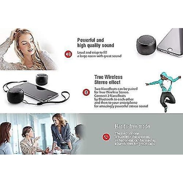 Kannettava minikaiutin Bluetooth langaton kaiutin, jossa mikrofoni, tukeva metallikuori, LED-valo, 5 tunnin toistoaika, voidaan pariliittää stereoyksikköön