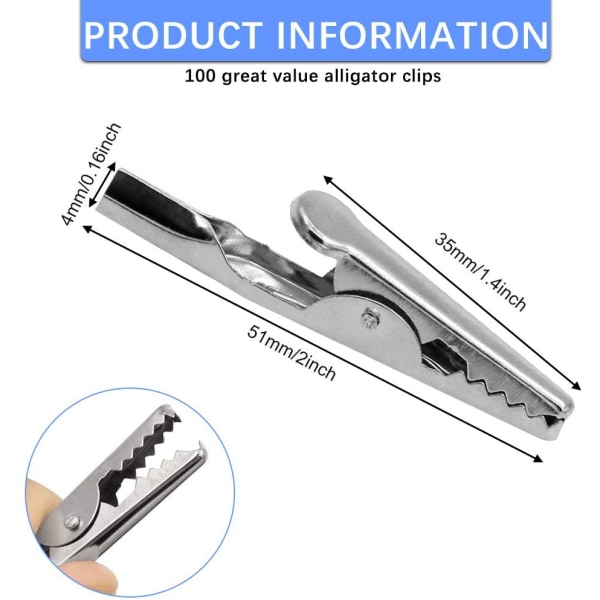 100 stk 50 mm metall alligator klemmer for laboratorieelektrisk