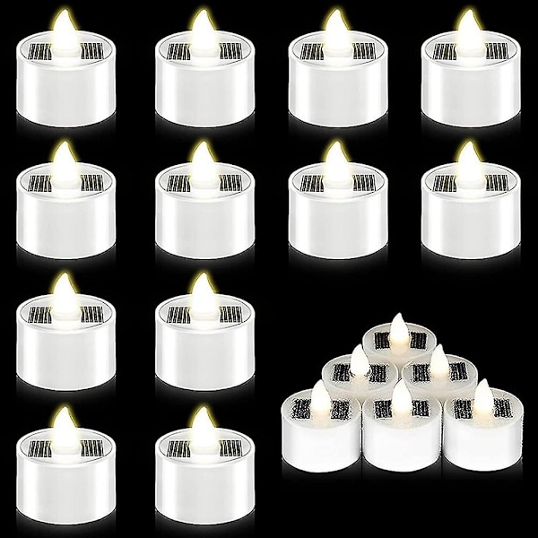 18 stk. Solcelled Teelys Lys Flammeløse Udendørs Led Vandtætte Genopladelige Lys (1,5 X 1,4