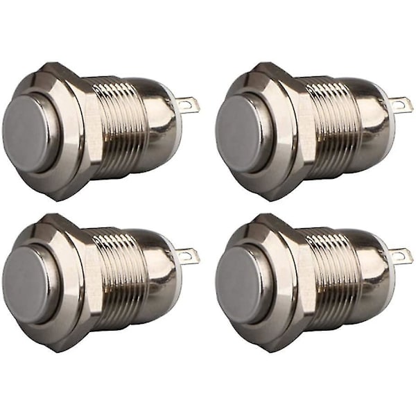 4 Momentary Push Button Vanntett Rustfritt Stål Pushbutto