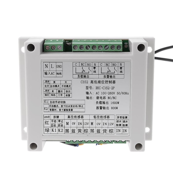 Høj og lav væskeniveau intelligent controller med 2 kontaktfri sensor modul automatisk kontrol væske vand niveau detektionsværktøj