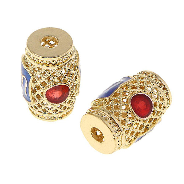 1 set emaljerade cylinderpärlor med stort hål, lösa pärlor för smyckestillverkning, 11 x 8 mm