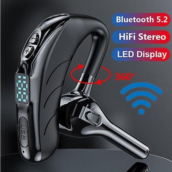 Trådlösa Bluetooth hörlurar Business Headset Vattentäta sporthörlurar Hifi Sound Earhook Hörlurar