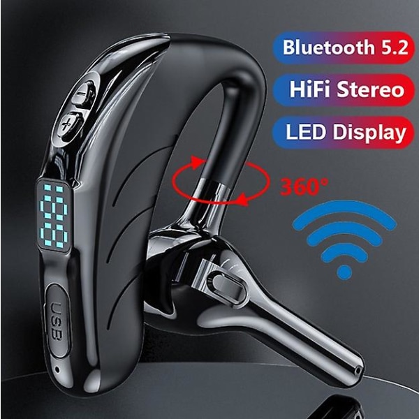 Trådløse Bluetooth-hodetelefoner Business Headset Vanntett Sport Hodetelefoner Hifi Sound Earhook Øretelefon