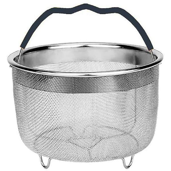 6 liters trykstømmer i rustfrit stål med silikonebelagt håndtag og tørrekurv
