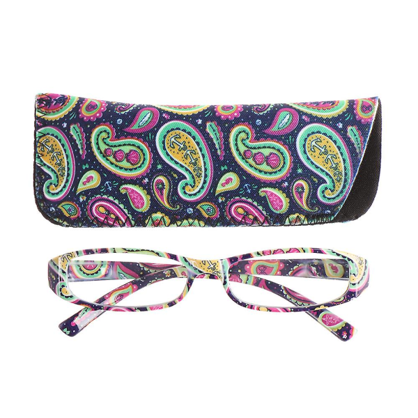 Fashion Women Reading Glasses Matching Pouch Flower Print Resin Read Eyeglasses