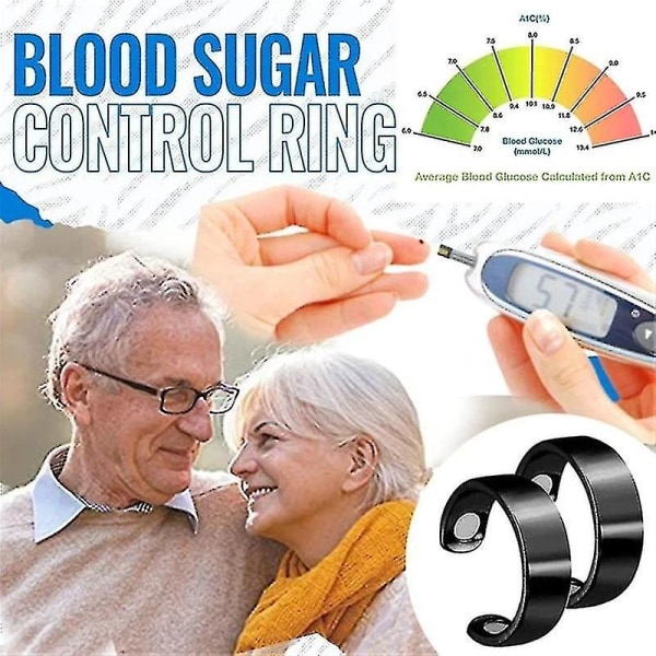 Ring for blodsukkerkontroll for diabetikere - Blodsukkermåler - Diabetesmonitor - Helseblodsukkermåler - Svart