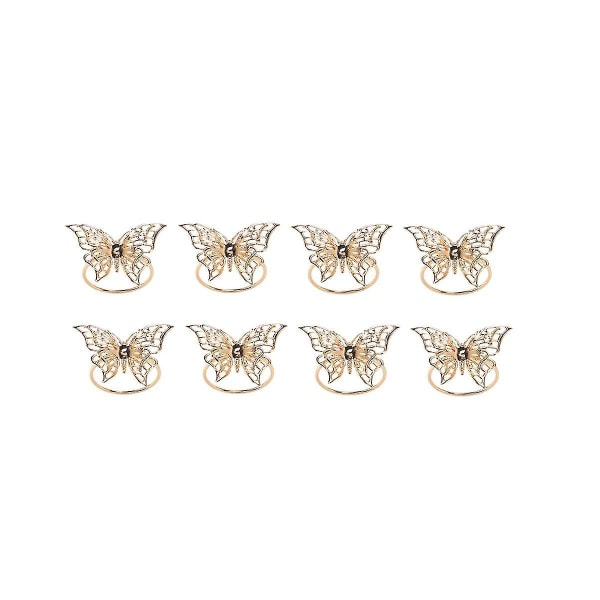 Lautasliinasormukset 8 Kultainen Butterfly Lautasliinasormukset Lautasliinatelineet hääillallisen Sisustukseen