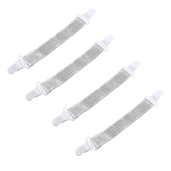 4 stk. Nylon Elastisk Bånd Senglaken Fiksering Spenne Sterke Plastklips Holder Seng