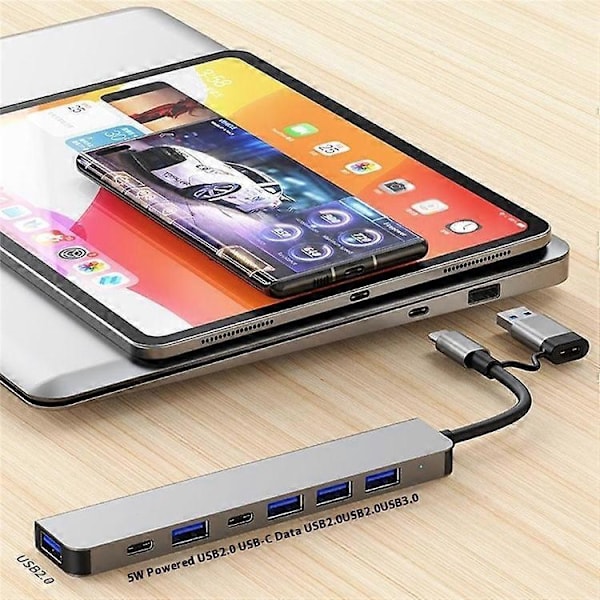 2217TU 7-i-1 Laptop Tablet USB Hub Udvidelses Dock USB 3.0 / USB-C Multi-Port Adapter